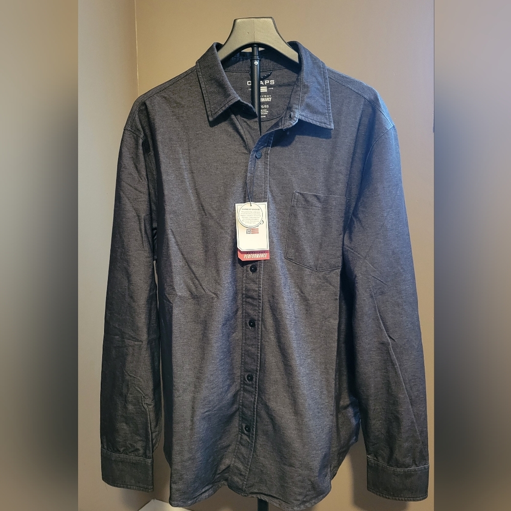Chaps Men's Casual Button Down Shirt - Dark Gray